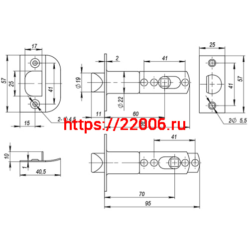 Ручка Ajax (Аякс) защелка DK682 PB-BK (6082 PB-B) (фик.) золото фото 3 Ручка Ajax (Аякс) защелка DK682 PB-BK (6082 PB-B) (фик.) золото фото 3