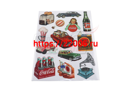 Наклейки: Coca-Cola, 7up, Lucky Stike и др. в стиле ретро MV22A4C020 (13 элементов)(21х30) Наклейки: Coca-Cola, 7up, Lucky Stike и др. в стиле ретро MV22A4C020 (13 элементов)(21х30)