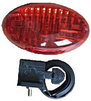 Фонарь Вело задний, 5 диода, красный овальный, (JY-006T) (VL605)